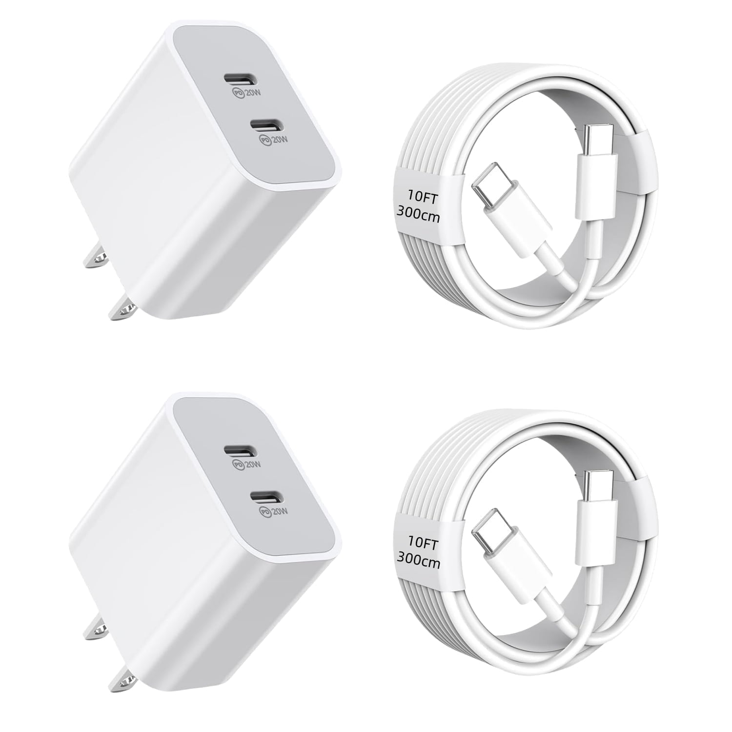 iPhone 16 Charger Fast Charging, 20W Dual Port USB C Charger Block with 10FT Long USB C Charging Cable Cord for iPhone 16 Pro Max/16 Pro/16/16 Plus, 15 Pro Max/15 Pro/15, Android Phone