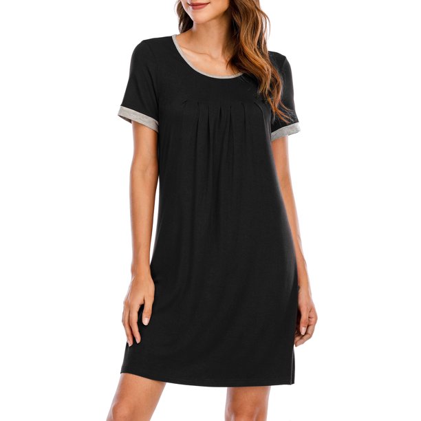 Vestido de tumbona para mujer, camisones sueltos de manga corta, pijamas para descansar Irfora Vestido