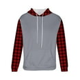 thumbnail image 5 of SGFCWSX Mens Pullover Men Fleece Lined Sweatshirt Regular Color Block Drawstring Hoodie Red Size L, 5 of 5