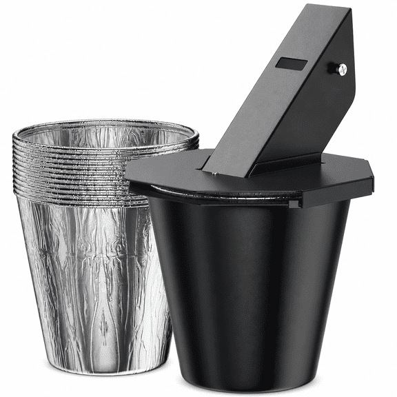 Grease Bucket for Pellet Grill with Lid & 12PCS Liners, Compatible with Traeger, Pit Boss, Z Grills