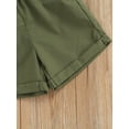 thumbnail image 5 of Mevireiy 3 Pcs Toddler Baby Girls Outfits Sleeveless Ribbed Knit Halter Tops Shorts Waist Bag, 5 of 7