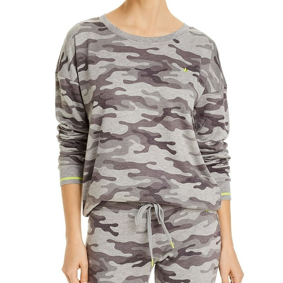 P.J. Salvage Womens Neon Pop Camo Pajama Sleep T-shirt, Grey, Small