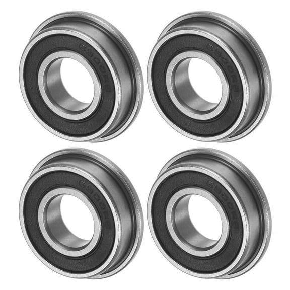 Uxcell 4-Pack F6900-2RS Flanged Ball Bearing, 10x22x6mm Rubber Sealed Chrome Steel for Wheelbarrow