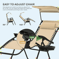 thumbnail image 5 of OSM 2-Pack Zero Gravity Reclining Lounge Chairs with Canopy, Portable Folding Patio Loungers with Removable Cup Holder Side Tray and Pillow Headrest for Outdoor, Beach, Camping, Cream, 5 of 7