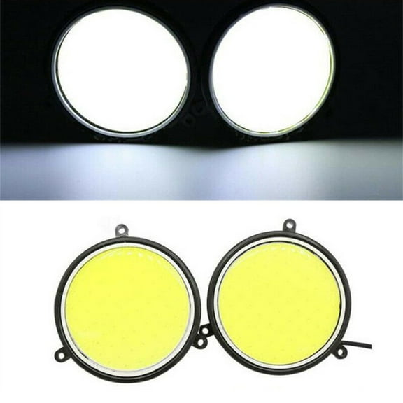 2pcs White LED Strip DRL Daytime Running Light Fog COB Car Lamp Driving Round Auto Auxiliary Lights White License Plate Lamp