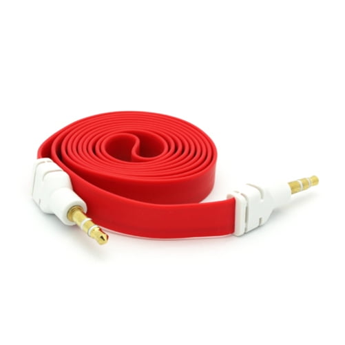 TABLETS RED FLAT AUX CABLE CAR STEREO WIRE AUDIO SPEAKER CORD G3S for PHONE 