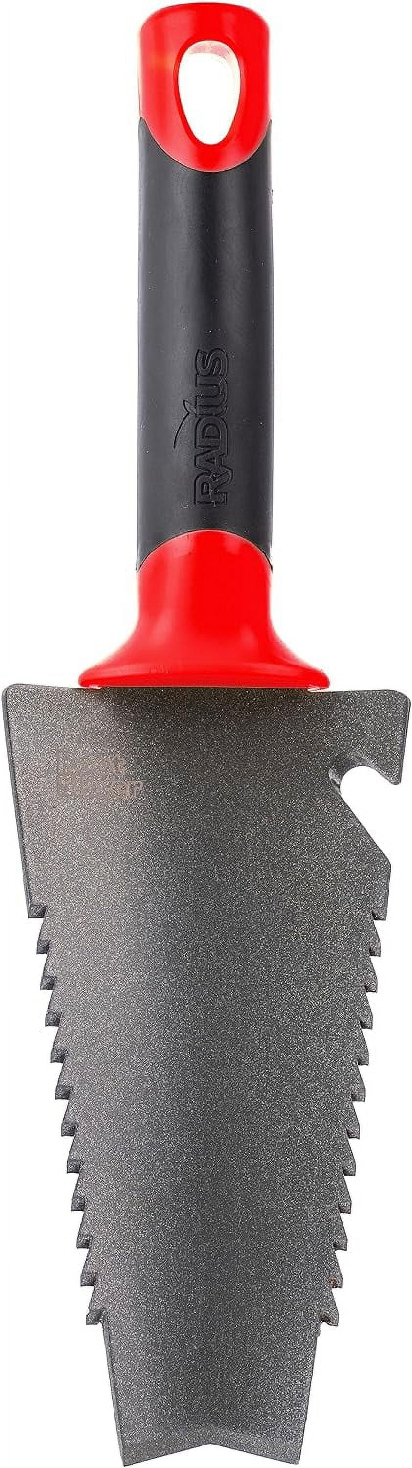 RGHJAR-16011 Garden Trowel with Serrated Blade for Digging and Root Cutting, Heavy Duty Steel Hand Tool, Red