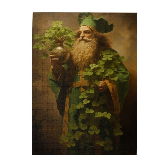 500 PCS St. Patrick'S Day Lucky Puzzles For Adults 500 Pieces,Create A Festive Atmosphere,Family Fun Holiday Jigsaw,Retro Style Wooden Jigsaw Puzzles,Challenging Brain Exercise