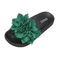 thumbnail image 2 of Flat Sandals Women Flower Decoration Solid Color Open Toe Dressy Comfortable Walking Lightweight Summer Cute Sandals, 2 of 7