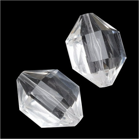 Eagle Head Pendant Bead - Vintage Clear Lucite Plastic Faceted Diamond Shaped Pendant Beads 24x30mm (4)