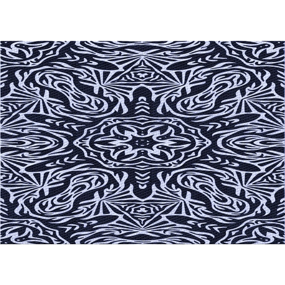 Ahgly Company Machine Washable Indoor Rectangle Transitional Night Blue Area Rugs, 4' x 6'