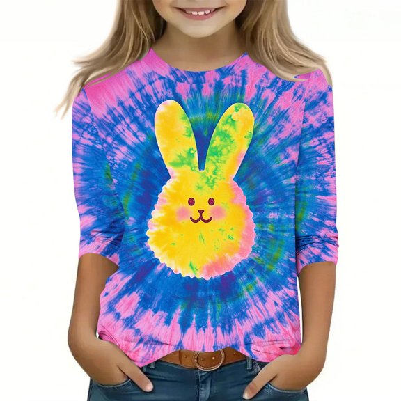 Bnwani Long Sleeve Toddler Shirt Crew Neck Printed Tops 3-4t