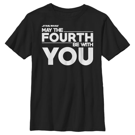 Boy's Star Wars May the Fourth Be With You Bold Graphic Tee Black Large