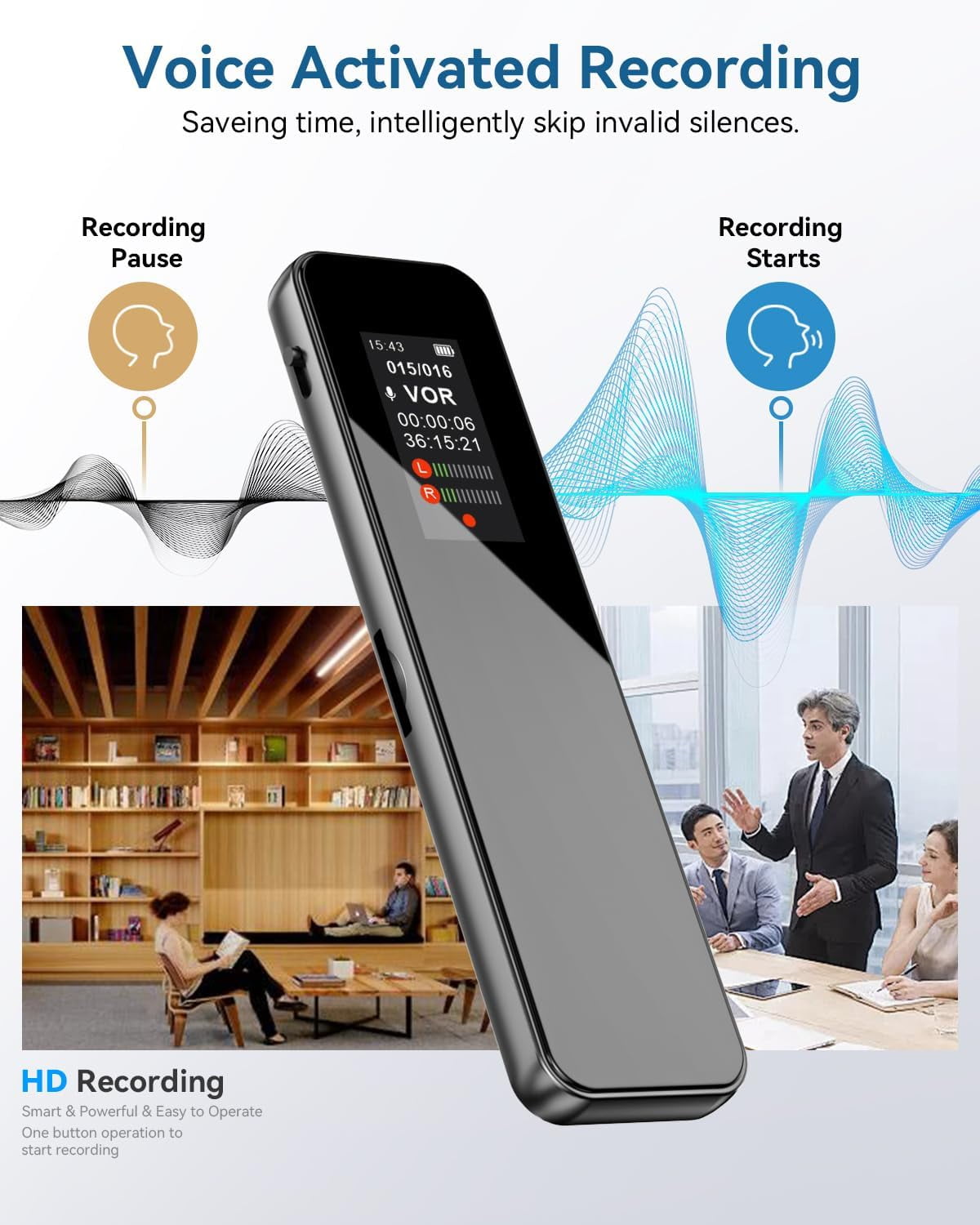Digital Voice Recorder-68GB Voice Activated Recorder with Playback,Ultra-Thin Tape Audio Recorder,Portable Recording Devices for School College Lecture with Password