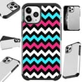 thumbnail image 1 of Compatible with iPhone 13 Hybrid Fusion Guard Phone Case Cover (Chevron Pink Teal), 1 of 1