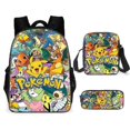 thumbnail image 1 of KINZON 3pcs/set Cartoon Anime Pokémon Children Backpack Lunch Bag Pencil Case Student School Bag 26, 1 of 4