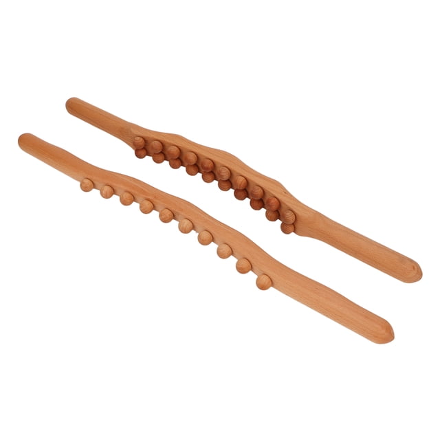 2pcs Wooden Scraping Stick Lymphatic Drainage Muscle Relaxation Gua Sha Massage Tool for Neck Shoulder
