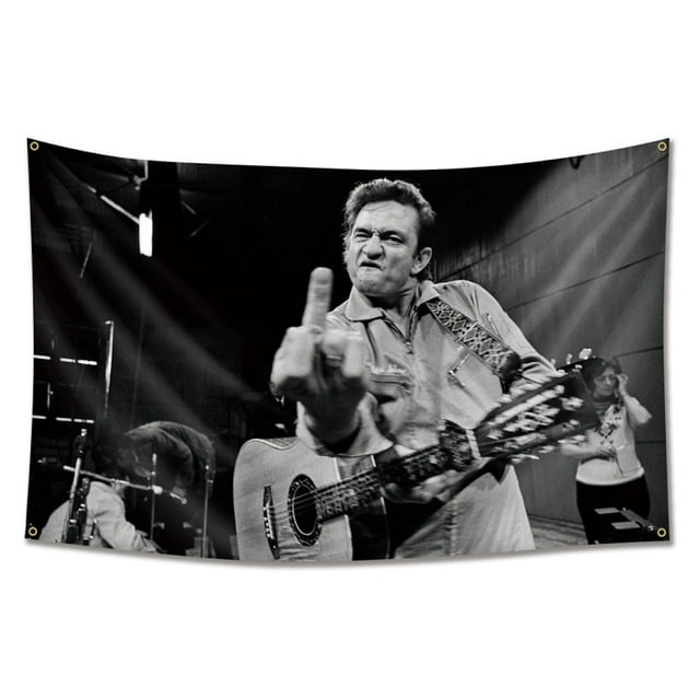 Tapiz con diseño de bandera de Johnny Cash, diseño de anime, para colgar en la pared, 90 x 150 cm