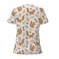 thumbnail image 5 of Wukai Squirrel And Leaves Casual V-Neck Graphic Tees for Women: Lightweight and Breathable Summer Tops with Stylish Design-Small, 5 of 8