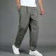 thumbnail image 1 of Pantalones cargo de longitud completa para hombre, deportivos, informales, con bolsillo, cordón y cremallera, color liso, cintura elástica, 1 of 6