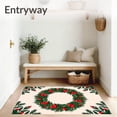 thumbnail image 3 of ODIKA 3'x5' Machine Washable Non-Slip Area Rug, Holiday Berry Wreath Entrance Greeting High Traffic Rug, Green, 608247, 3 of 7