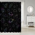 thumbnail image 2 of Manfei Neon Space Rockets Shower Curtain 72Wx78L,Minimalist Planets Bath Curtain,Black, 2 of 5