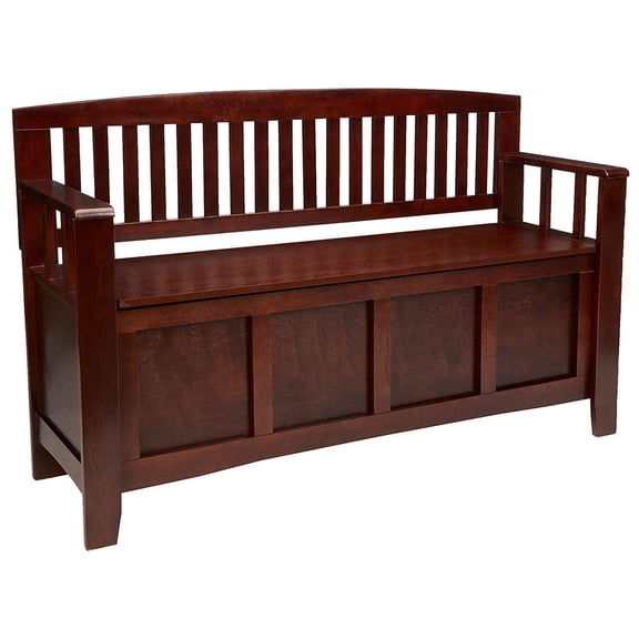 HomeStock Earthy Elements Bench - Flip Top Lid with Slam-Free Hardware, Large Storage Area, Stylish and Functional for Any Room, 17.25"D x 50"W x 32"H-Color:Walnut
