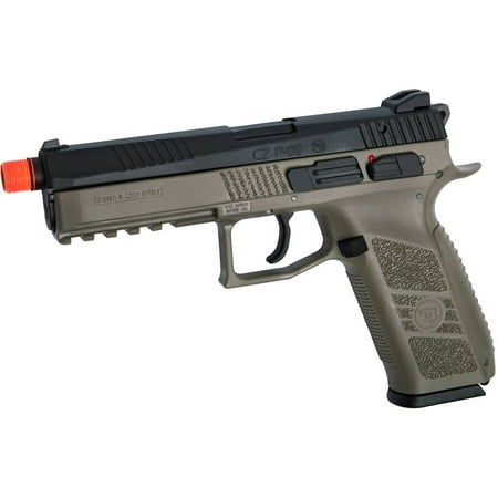 Extended Gas Pistol - ASG CZ P-09 Gas Powered Airsoft Pistol with Outer Barrel Threading, FDE