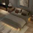 thumbnail image 2 of Queen Size Floating Bed With Led Lights Underneath,Modern Queen Size Low Profile Platform Bed With Led Lights,Natural, 2 of 9