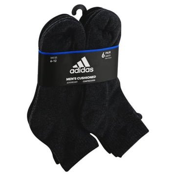 Adidas Men's Athletic Cushioned Quarter Socks 6-Pack Gray