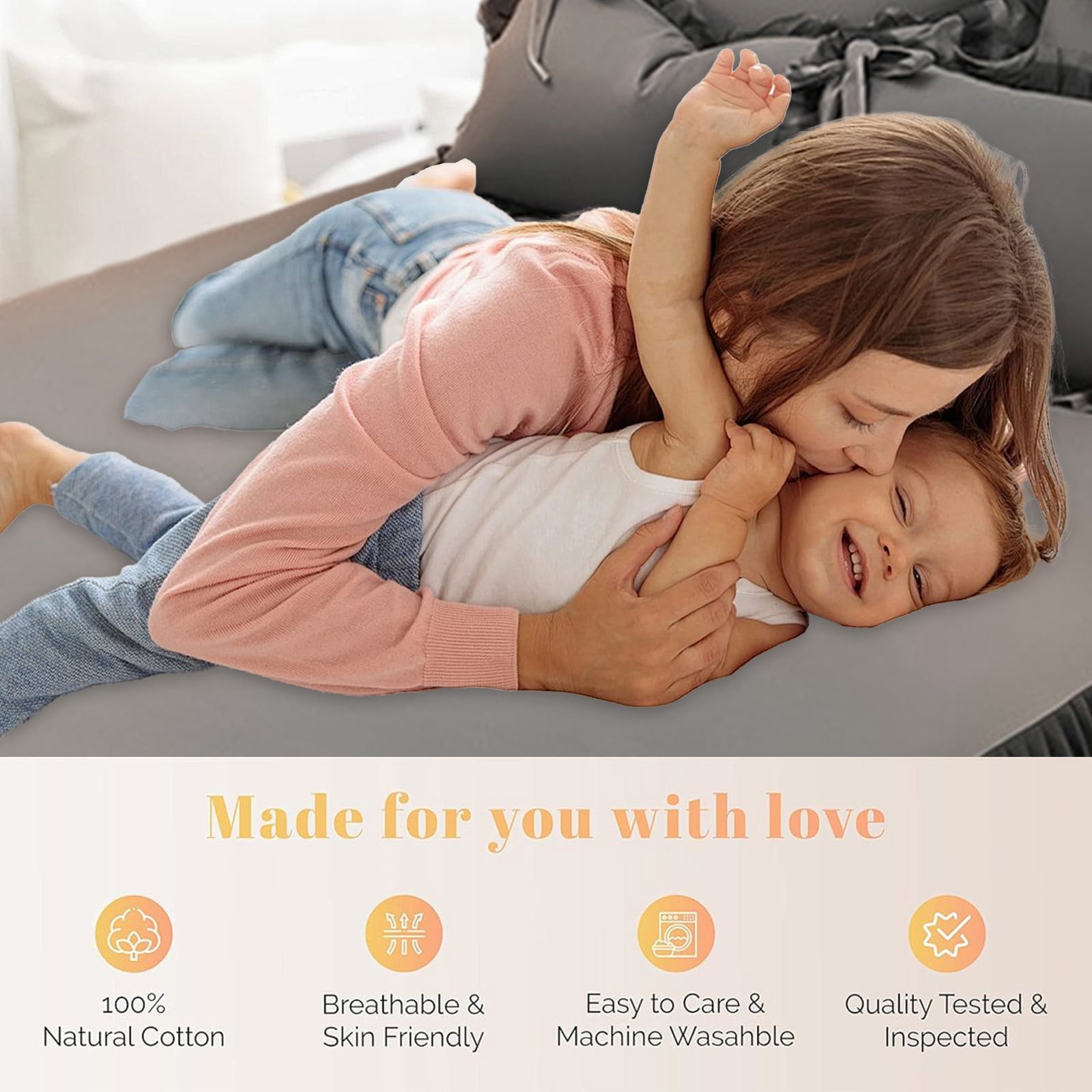 Tunhigl Queen Mattress Cover with Bed Skirt, Fitted Sheet, Anti-Slip Dust Barrier, Fitted Ruffle 15" Drop, Machine-Washable Microfiber, Deep-Pocket for 8-18" Mattress, Home Hotel Use Dark Gray