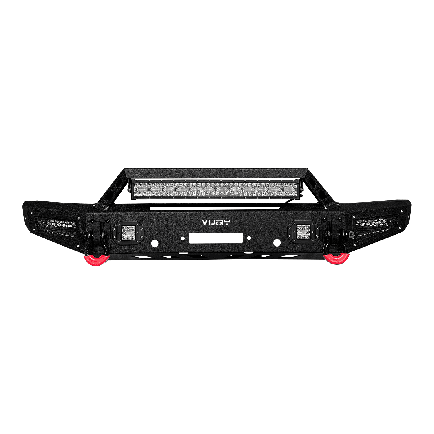TIOYAR For 2021-2025 Ford Bronco Steel Front Bumper With Winch Plate&Lights (Black Texture)