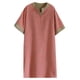 thumbnail image 3 of Vestido de cuello en V de manga corta retro de doble cara teñido en hilo de estilo nacional de verano para mujer falda teñida en hilo de longitud media Vestido de casa de algodón que se puede usar al, 3 of 6