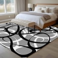 thumbnail image 5 of Rectangle Rug 6x9ft Area Rug,Abstraction Distortion Lines Art Area Rugs for Living Room Bedroom,Black White Gray Floor Mat Non-Slip Non-Shedding Carpet Indoor Accent Rugs, 5 of 9