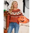 thumbnail image 5 of Cogild Sweaters for Women Halloween Sweater Fair Isle Knit Black Cat Pumpkin Crew Neck Pullover Fall Top, 5 of 9