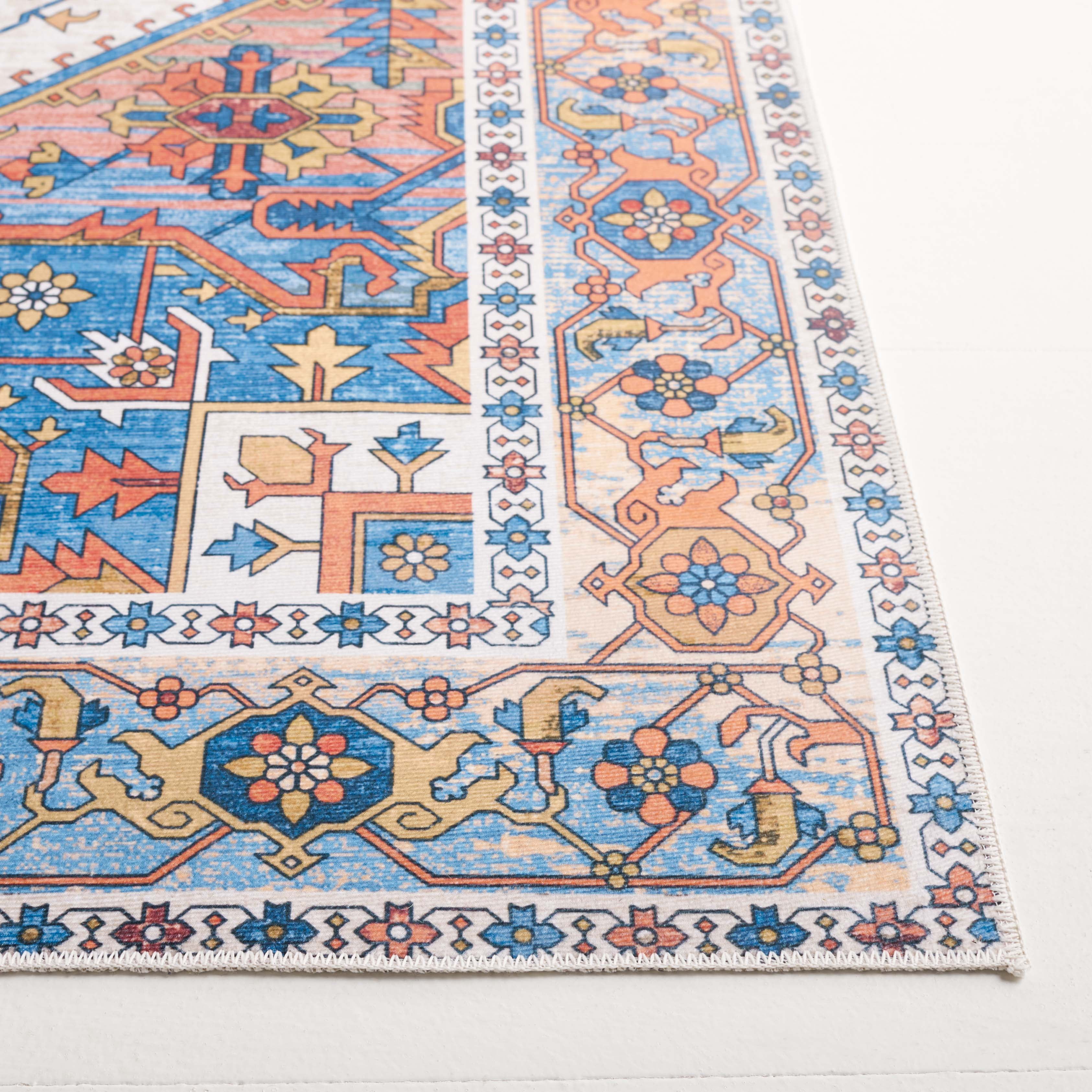 Safavieh Arizona Tyler Oriental Machine Washable Area Rug, Rust/Navy, 8' x 10'
