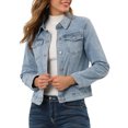thumbnail image 5 of INSPIRE CHIC Women's Long Sleeve Button Down Short Distressed Denim Jacket, 5 of 6