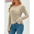 thumbnail image 2 of Long Sleeve Women's Casual Tulle Top Blouse Lightweight Knit Pullover Sweater, 2 of 6