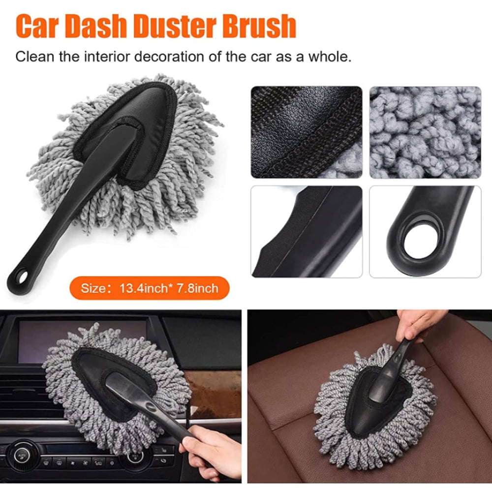 Car Washing Tool Wheel 10PCS Car Wash Cleaning Tools Kit Automobile Detailing Brush Dash Duster Brush Washing Mitt Towels Tire Hub Brush Wax Applicator Pad with Storage Bag for Interior Exterior