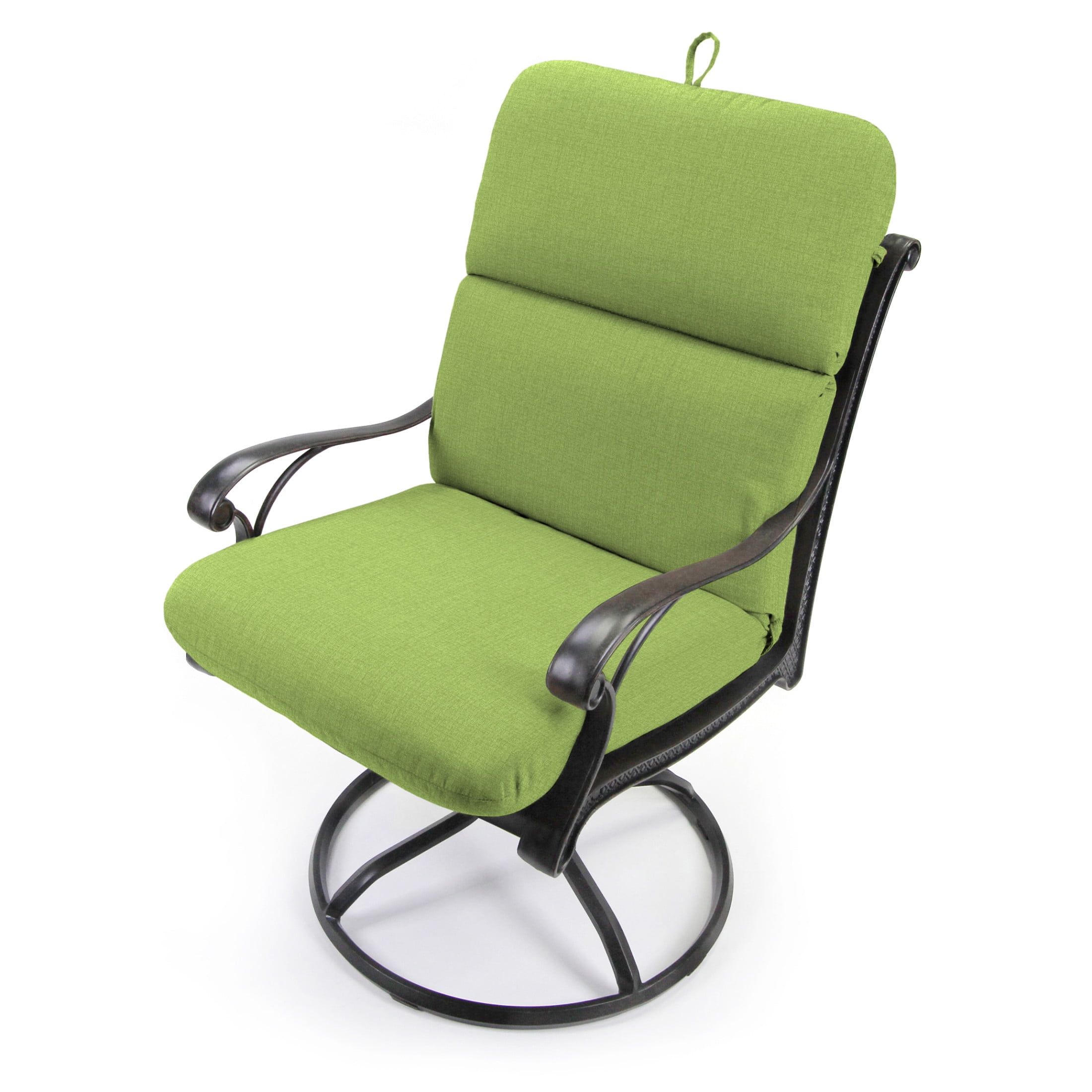 Jordan Manufacturing 45" x 22" McHusk Leaf Green Crosshatch Rectangular Outdoor Chair Cushion with Ties and Hanger Loop