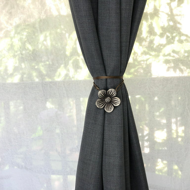 Stay Smart Way Magnetic Curtain Tie Back for Blackout and Draperies - Set of 2 Gray