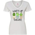 thumbnail image 3 of Inktastic What's Up Succas Funny Cacti Plants Women's V-Neck T-Shirt, 3 of 5
