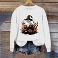 thumbnail image 4 of Inverlee Womens Halloween Sweatshirts Funny Pumpkin Ghost Print T-shirt Stretch Round Neck Sweatshirt Long Sleeve Dressy Casual Pullover Tops Halloween Party Supplies, 4 of 6