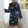 thumbnail image 6 of Stamped Star Night Robe Long Sleeve V Neck Robe With Belt Women's Sleepwear Dresses, 6 of 9