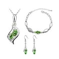 thumbnail image 2 of Women Rhinestone Geometric Pendant Necklace Bracelet Hook Earrings Jewelry Set, 2 of 8