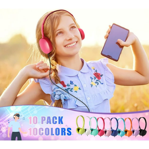 C 10 Pack Headphones for Kids School Classroom Bulk Multi Colored