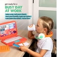 thumbnail image 5 of Pretend Play Toys, Kids Work Toys from Home Office, Pretend Work Station Set with Fake Laptop,4 Velcro App Stickers,Toy Cell Phones,Headset & Coffee Cup, Work Simulation Office Play for KIds Ages 3+, 5 of 7