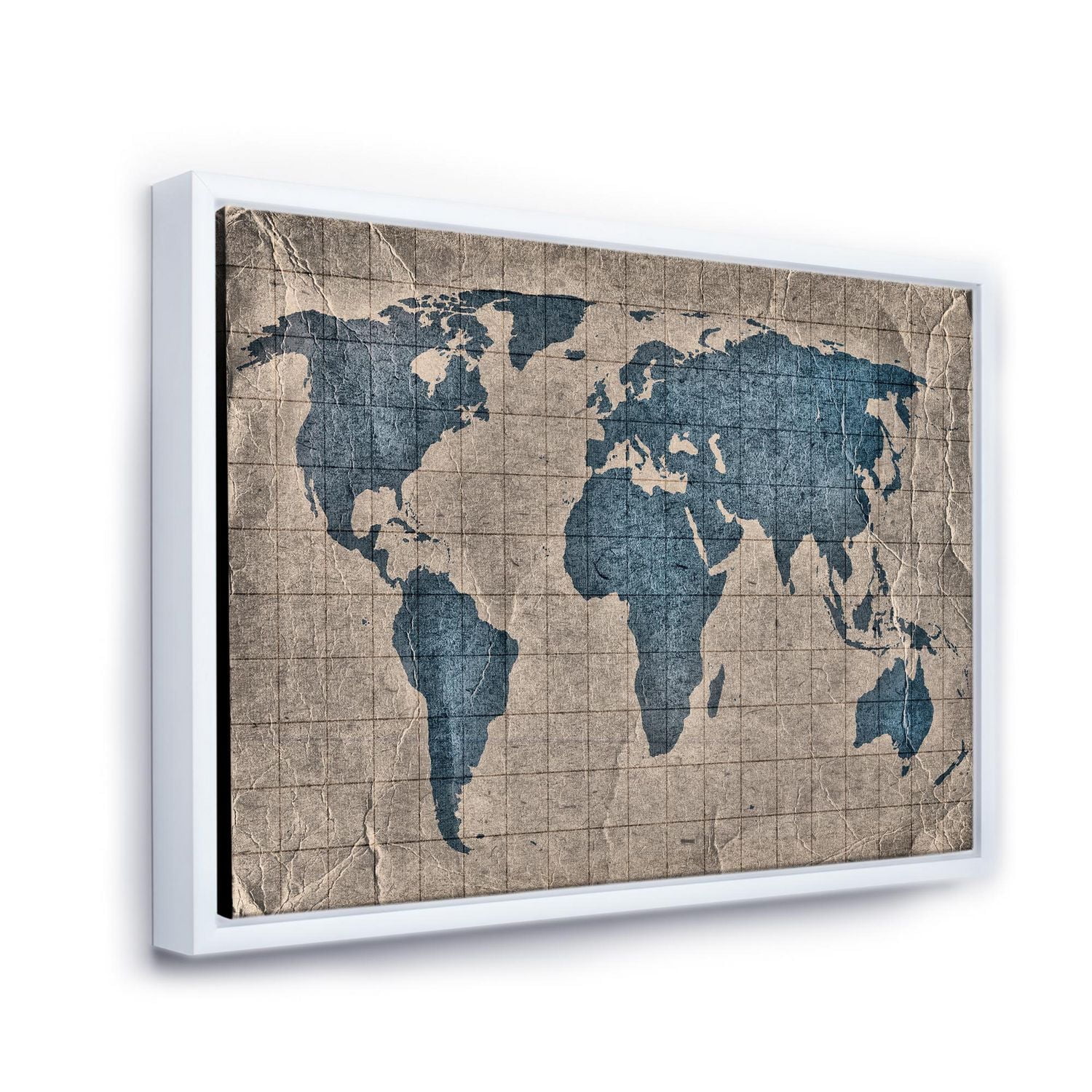 Designart Ancient Map of The World I FLOAT FRAME WALL ART