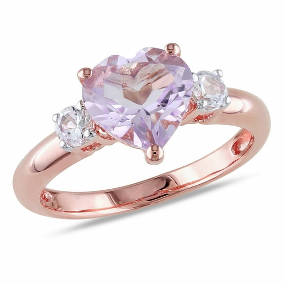 Everly Women's Created Sapphire and Amethyst Rose Gold Plated Engagement Ring