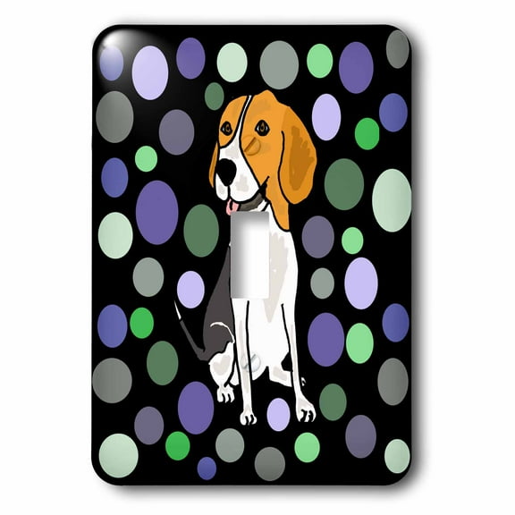 3dRose, Funny Cute Beagle hound Dog and Circle Pattern Abstract Art, single toggle switch